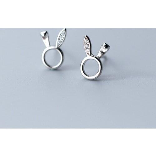 925 Sterling Silver Hypoallergenic Rabbit Stud Earrings For Women Gift Wedding Jewelry Sterling-silver-jewelry pendientes eh205