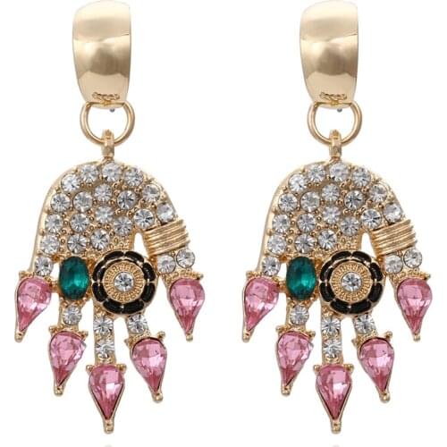 Zouchunfu New Drop Palm Retro Earrings Rhinestone Earrings Fashion Jewelry Women Earrings Dangle Aretes 2021