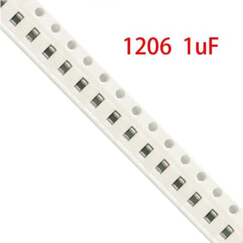 100pcs 1uF X5R Error 10% 25V 1206 105 smd capacitor