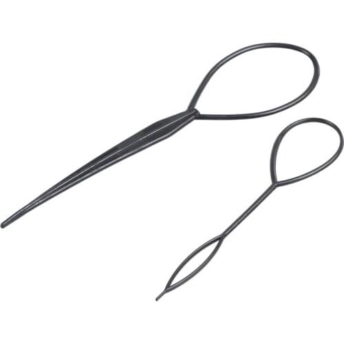2 pcs Topsy Tail Hair Styler Hair Style Hair Twister Snare Loop Black