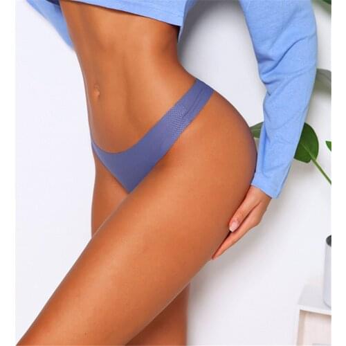3pcs/Lot Panties Woman Underwear Sexy Seamless Sports Female T-back Solid Soft G-string Thong For Woman Underwear Ice Silk