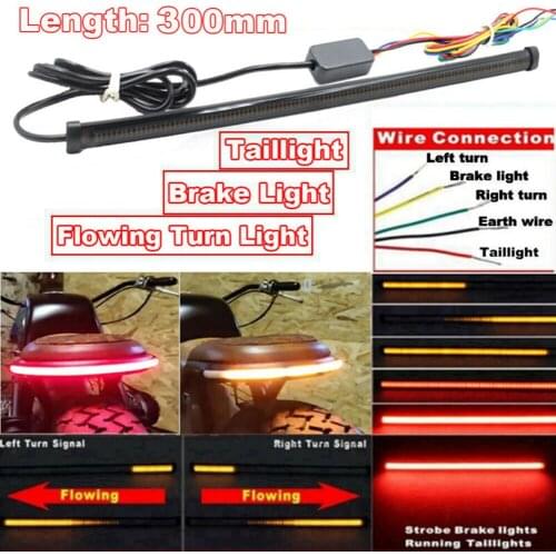 30cm 108LED Motorcycle LED Light Strip Taillight Black Sequential Switchback Flowing Tail Brakes Turn Signal Strips
