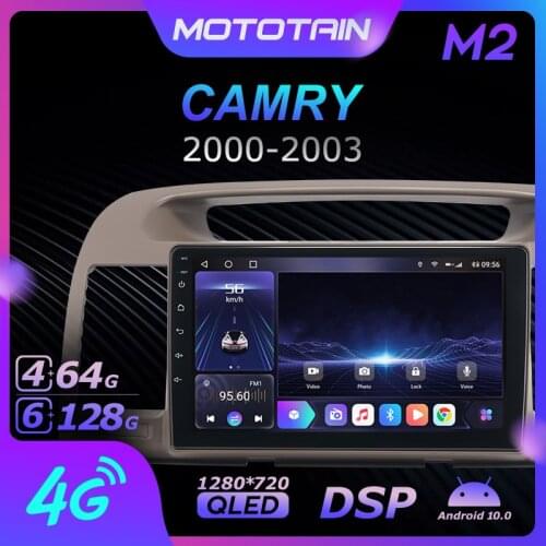 Mototain Autoradio automotive Radio 2 Din for Toyota CAMRY 2000 - 2003 Android 10.0 Multimedia 4G LTE 6G Ram 128G Rom 1280*720