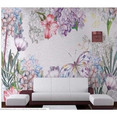 Bacal Custom mural 3d Flower Butterfly Orchid Papel Mural Wallpaper for TV sofa background 8D photo wall paper home decor