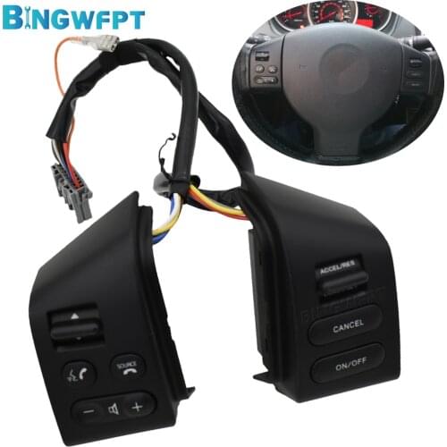 BINGWFPT For SYLPHY & FOR Nissan LIVINA & FOR TIIDA Steering Wheel Buttons A Pair With Cables Silver Button With Backlight