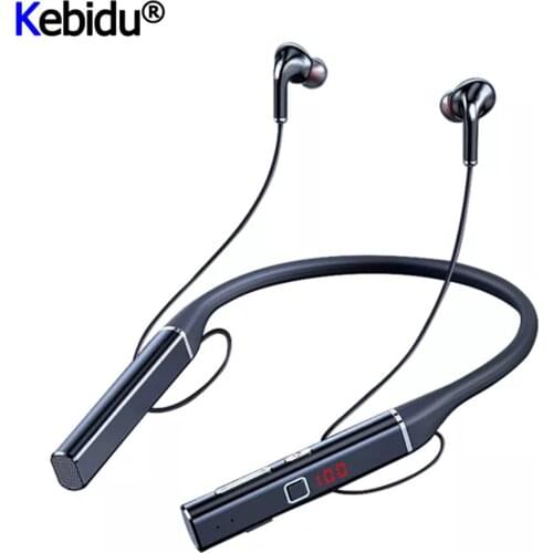 KEBIDU 80 Hours Endurance Bluetooth Headphone Bass Wireless Headphones Stereo Neck Headset with Microphone Magnetic TF Card QE