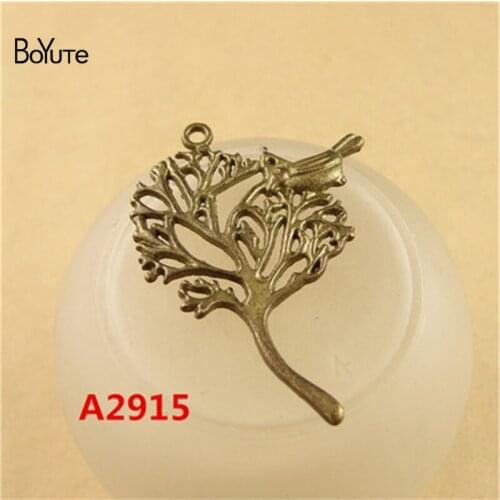 BoYuTe (40 Pieces/Lot) 40*31MM Vintage Charms Pendants Metal Alloys Antique Bronze Tree Bird Charm Pendant Diy Jewelry Findings