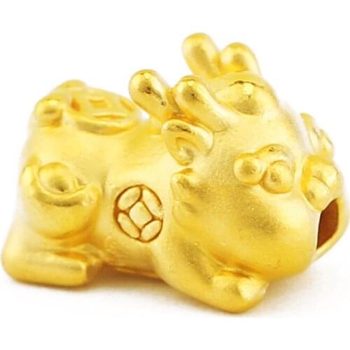 999 24K Yellow Gold bracelet Dragon Son Pixiu Red String Bracelet 0.8g