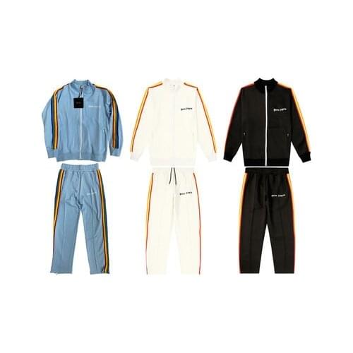 Palm Angels 22SS letters Long Sleeve Pants for Men and Women, Rainbow Pants, Trendy Style, Sports Jacket, Sportswear Set