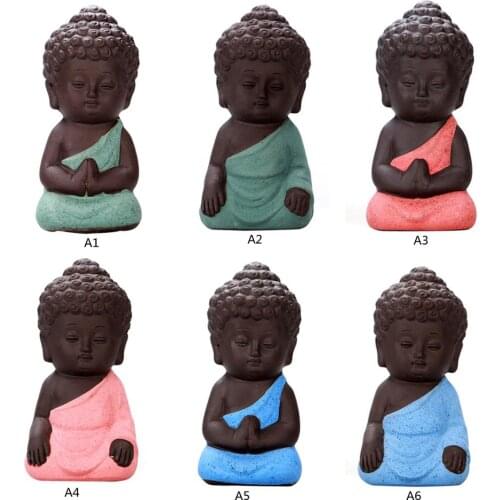 Buddhism Litlle Meditation Monk Small Statues Miniature Craft Buddha Statues Clay Mini Chinese Buddhism Zen Monks