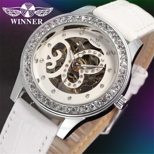 WINNER Watch Women Top Brand Luxury Fashion Casual Mechanical Transparent Watch Lady Women Wristwatches Girl Dress Clock