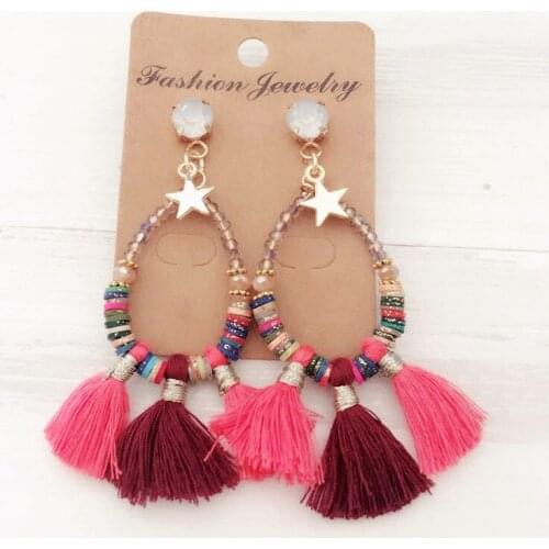 Dongmu Jewellery 2017 Drop Earrings handmade Bohemia style fashion exaggerated Tassel Earrings crystal earrings for women