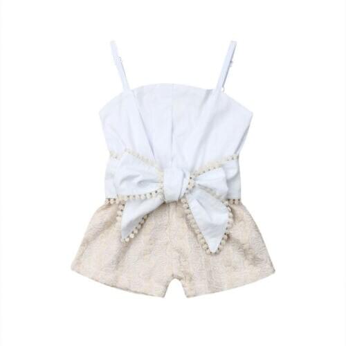 Boutique girl clothes 2019 Summer Toddler Kids Baby Girl Clothes Lace Sleeveless Romper Bow Jumpsuit Outfits Sunsuit