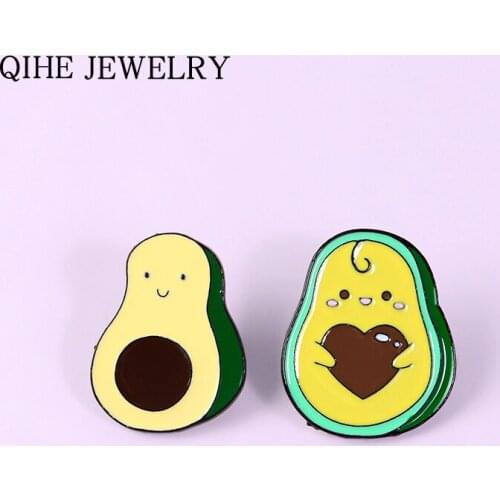 Avocado Heart Enamel Pins Cartoon Fruit Brooches Backpack Clothes Lapel Pin Custom Button Badge Jewelry Gift for Women Men