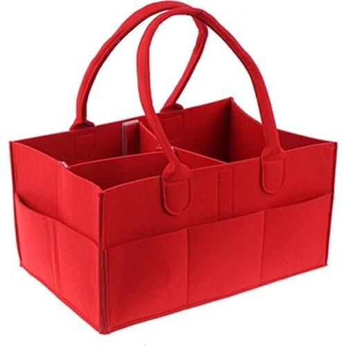 Felt Diaper Storage Basket Mommy Bag Traveling Baby Items Portable Bag Multifunction Large-capacity Double Layer with Zipper