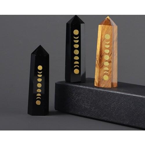 1PC Crystal Column Hexagonal Moon Phase Changes Qaurtz Reiki Healing Energy Stone DIY Home Decor