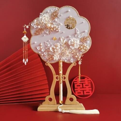 Chinese Wedding Fan Double-Sided DIY Material Package Xiuhe Clothing Wedding Wedding Fan Ancient Style Wedding Bouquet Holder