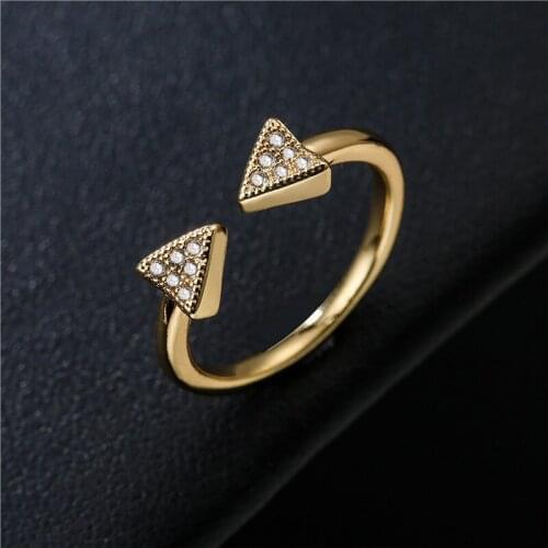 Rings For Women Geometric Shaped Gold Color Wedding Engagement Ring Jewellry Zircon Romantic Fashion Jewelry