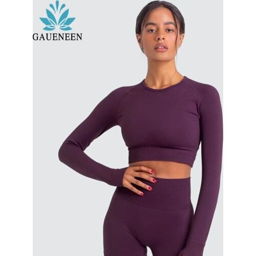 GAUENEEN Seamless Gym Clothing Sportswear Tracksuit Women Yoga Set Long Sleeve Crop Top Leggings Athletic Running Sport Outfit