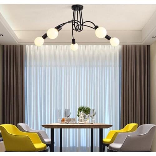 Creative living room study and dining room 3 heads and 5 heads of tieyi ceiling lights simple fashion LED lamps and lanterns
