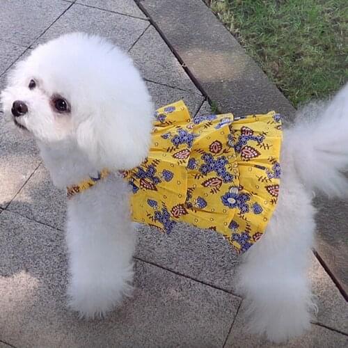 2021 Summer Vintage Floral Print Puppy Dogs Girls Dresses Sling Princess Cake Dress For Small Pet Dog Clothes Yorkshire Poodle