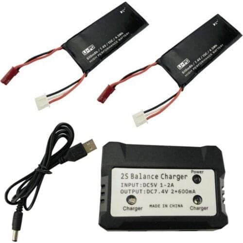 2pcs 610mah Lithium Battery With 2 In 1 Charger For Hubsan X4 H502s H502e Drone Quadcopter Spare Replaceable Accessories Kit UAV