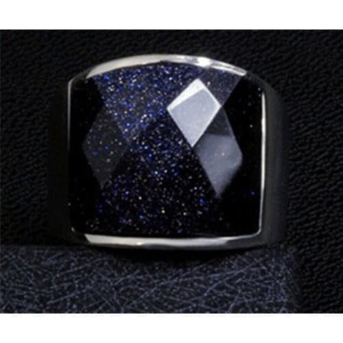 Fashion Luxury Purple Natural Stone Rings For Men 316L Stainless Steel Rings Jewelry Best Friends Birthday Gifts