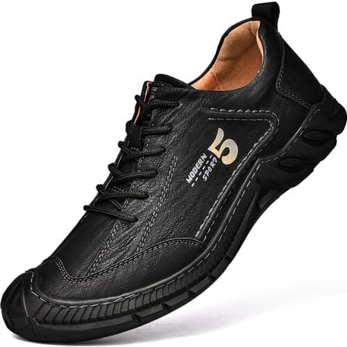 MensMOLOSIA Driving Causal Loafers Slip on Leather Handmade Flats Classic Comfortable Oxford Walking Shoes