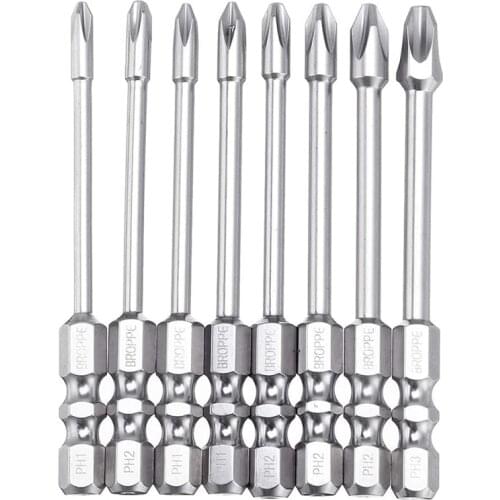 Broppe 8 Pcs Impact Phillips Screwdriver Bit Set High Torque Cross Screwdriver Bit S2 with Magnetic Screwdriver Bits