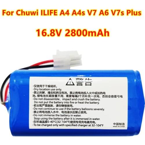 NEW 16.8V 2800mAh Lithium Battery For ILIFE A4 A4s V7 A6 V7s Plus Robot Vacuum Cleaner ILife 4S 1P Full Capacity