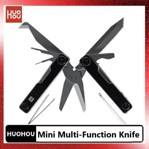 2020 New HUOHOU Mini Multi-Function Knife Stainless Steel Aluminum alloy Pocket Folding Knife Scissors Knife Screwdriver