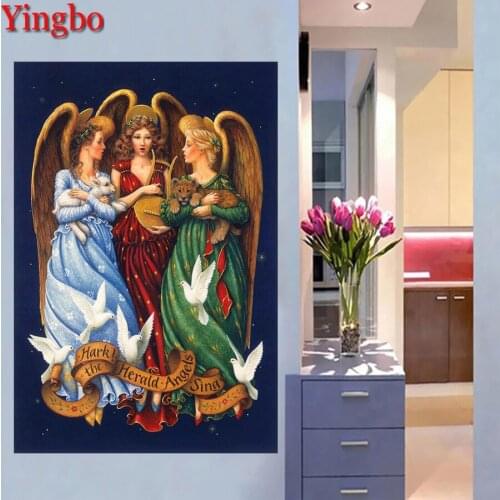 5D Full Square Diamond DIY Diamond Painting Angel woman pigeon Wall Sticker Embroidery Cross Stitch Rhinestone Mosaic Crafts