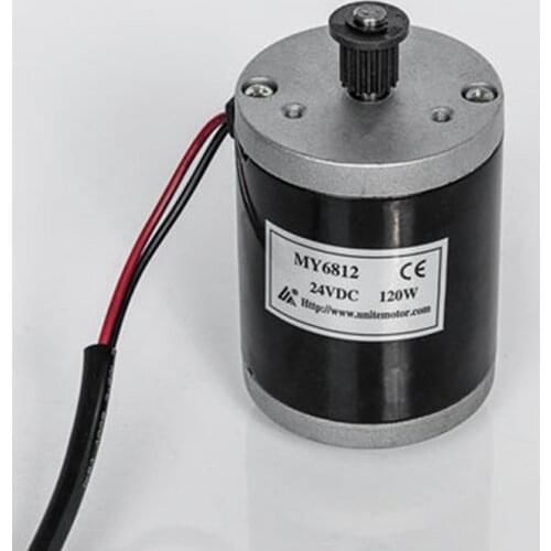 MY6812 24V 120W Brush Motor with Belt Pulley Sprocket for Electric Scooter Bicycle E-bike Unite Motor