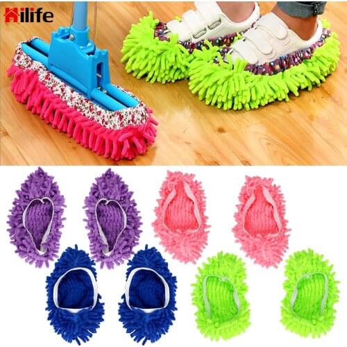 Chenille 1 Pair Cleaning Mop Slipper Wipe Slippers Bathroom Floor Dust Cleaner Washable Shoes Covers