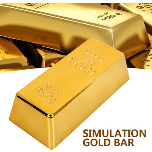 Nordic Fake Gold Bar Bullion Door Stop LUCKY Birthday Gift Gold Bullion Bricks Table Deco Shop Office Simulation Golden Props