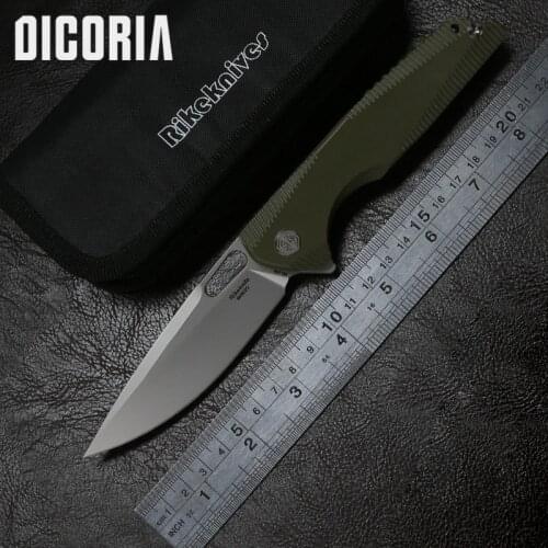 DICORIA RIKE 802G Flipper ball bearing folding knife 154CM blade G10+Titanium hanlde camping pocket outdoor gear survival knives