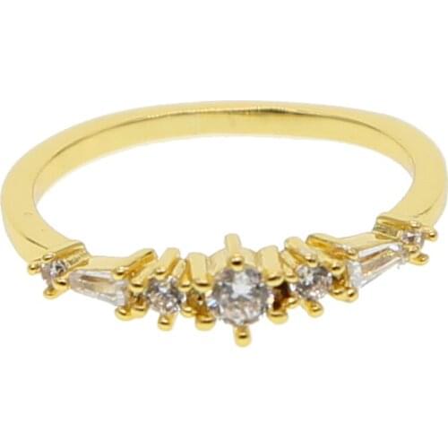 High Quality Austria cz Crystal Filled AAA Zircon Ring Wholesale Factory Price Tiny delicate Gold Color minimalist Jewelry