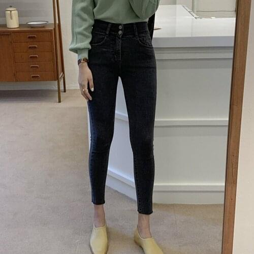 2021 New Spring Sexy High Waist Tassel Denim Pants Female Trousers Pencil Jeans Women Skinny Pants Black Jeans Street Style