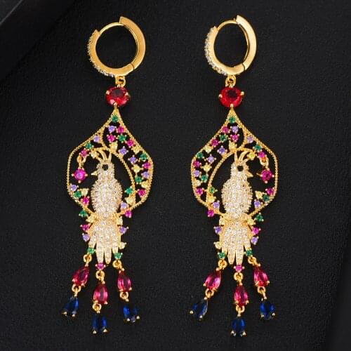 New Super Italy Bohemia Romantic Bird Flowers Drop Earrings for Women Fine Jewelry Full CZ Accessories 2021 Jewelry