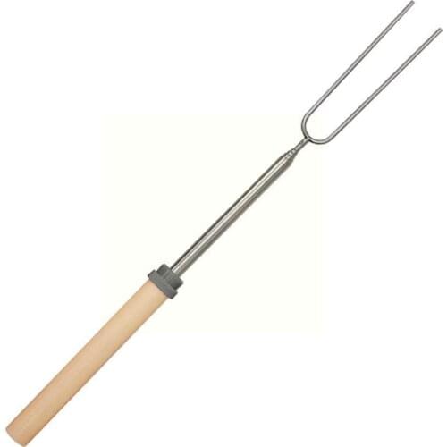 1pc Anti-rust Steel Barbecue Fork Adjustable Wooden Marshmallow Handle Roaster BBQ Telescoping Stick Roasting Extending Too K2Q6