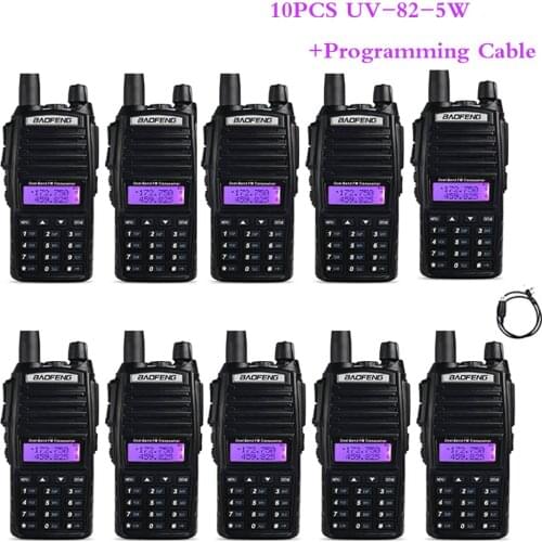 10PCS BaoFeng UV-82 5w Walkie Talkie Dual Band VHF/UHF Two Way Radio Double PTT Portable Radio Amateur Radio BAOFENG UV82