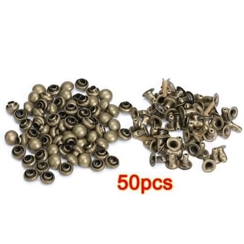 100 Sets Mushroom Fast Rivets Studs 6 mm Antique Brass