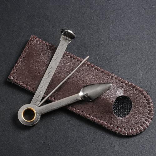 100% Authentic Pipe Tool - Tobacco Pipe Reamer Tamper Pokers Tool With Black Leather Sheath Smoking Accessories Cleaners