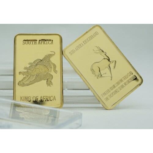 2PCS/ Lot 24ct Gold Plated Coin Wild Protected Animals African Crocodile Bullion Bar Art Commemorative Coin