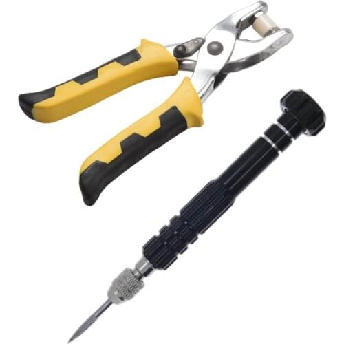 2 Pcs Racket Accessories: 1 Pcs Cold Press Plier Threading Pincer Forceps & 1 Pcs Eyelets Grommets Nail Cone Tool