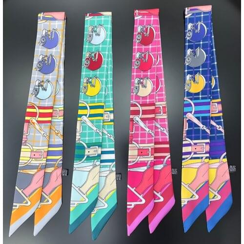 2021 Brand Horse Silk Scarf Women Design Summer Scarf For Ladies Hair Accessories Foulard Hair & Bag Scarves Fashion Headbands