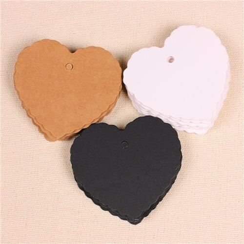 300pcs 6*5.5cm garment accessories blank heart design 3 colors art paper hang tag, zakka bread/coffee brand tags/cards