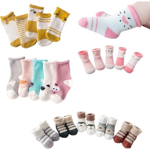 5Pair/lot new cartoon baby childrens socks autumn and winter cotton warm baby foot sock
