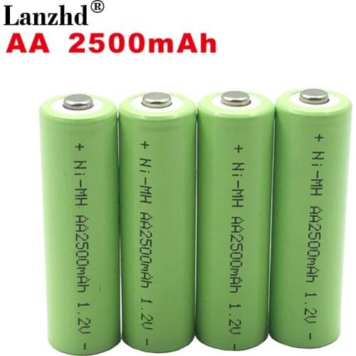 Lanzhd 2500mAh AA Rechargeable Battery 2A NiMH Battery 1.2V rechargeable batteries for Remote Control Toy camera (4pcs-40pcs)