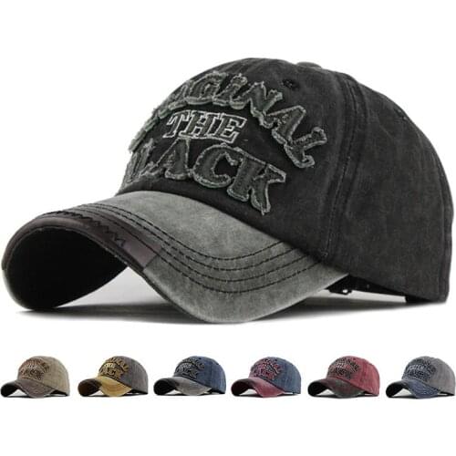 Retro Washed Baseball Cap Fitted Cap Snapback Hat For Men Women Casual Casquette Letter Black Cap